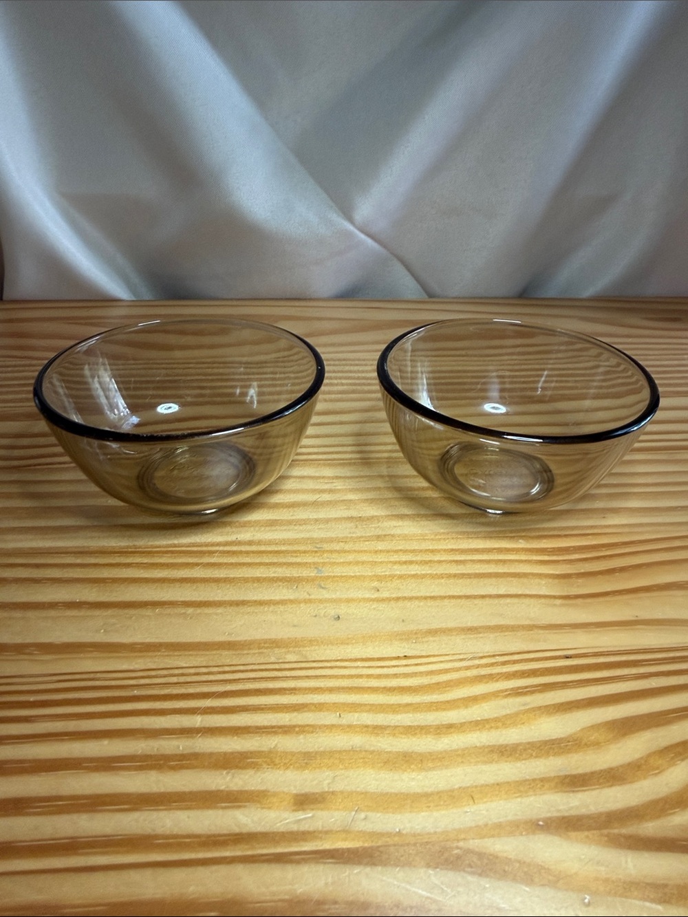 Vintage Pyrex Fireside Amber Glass Bowls 10oz Custard Cups Model 408 Set of 2